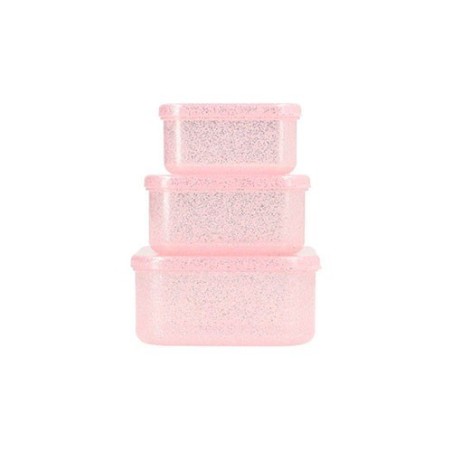 3 cajas de almuerzo Glitter pink