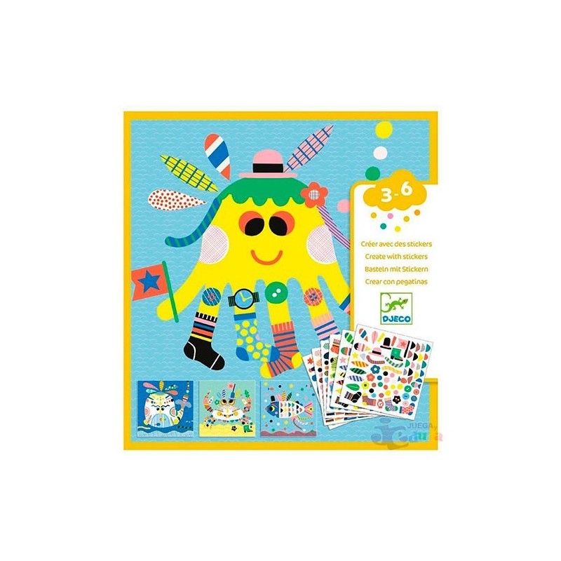 Crear con pegatinas animales marinos