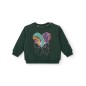 Sudadera verde con corazón de lentejuelas colección Cyber Dino