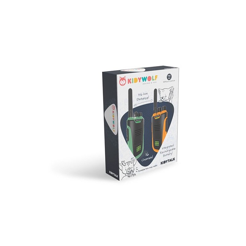 Walkie-Talkies Kidytalk Kidywolf (Verde y Naranja) - El Regalo Sin Pantallas