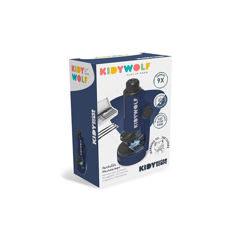 Microscopio Óptico de Mano KIDYMICROSCOPE Kidywolf - Color Azul (Luz LED Integrada) Microscopio Óptico de Mano KIDYMICROSCOPE Kidywolf - Color Azul (Luz LED Integrada)