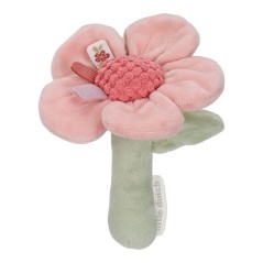 Sonajero de tela con forma de flor rosa y tallo verde de la colección Fairy Garden de Little Dutch
