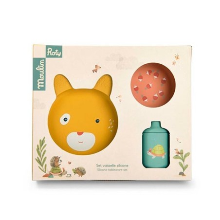 Set vajilla de silicona para Bebé Moulin Roty- Colección Petits Lapins