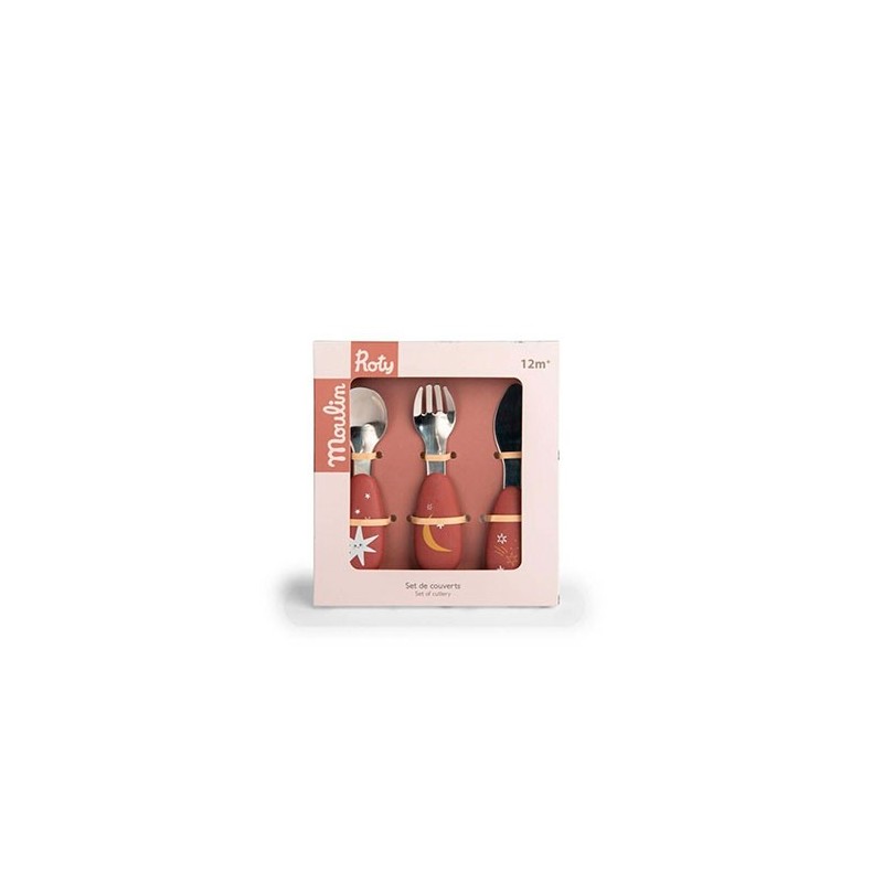 Set de Cubiertos de Silicona para Bebé - Colección Après la Pluie (APL) de Moulin Roty