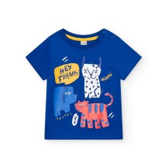 Camiseta  niño en color azul con estampado de animales de Tuc Tuc