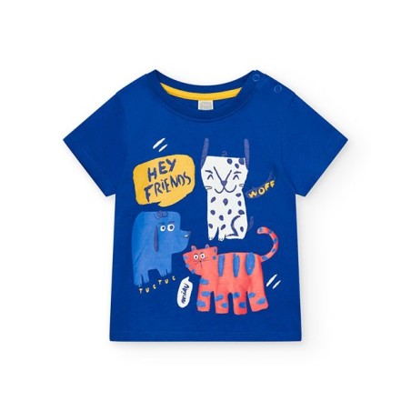 Camiseta  niño en color azul con estampado de animales de Tuc Tuc