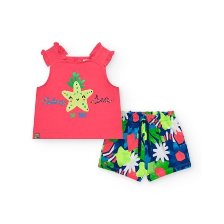 Conjunto camiseta coral + short estampado