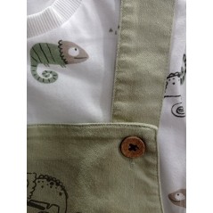 Peto kaki + camiseta camaleones de Babybol.