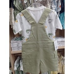Peto kaki + camiseta camaleones de Babybol.