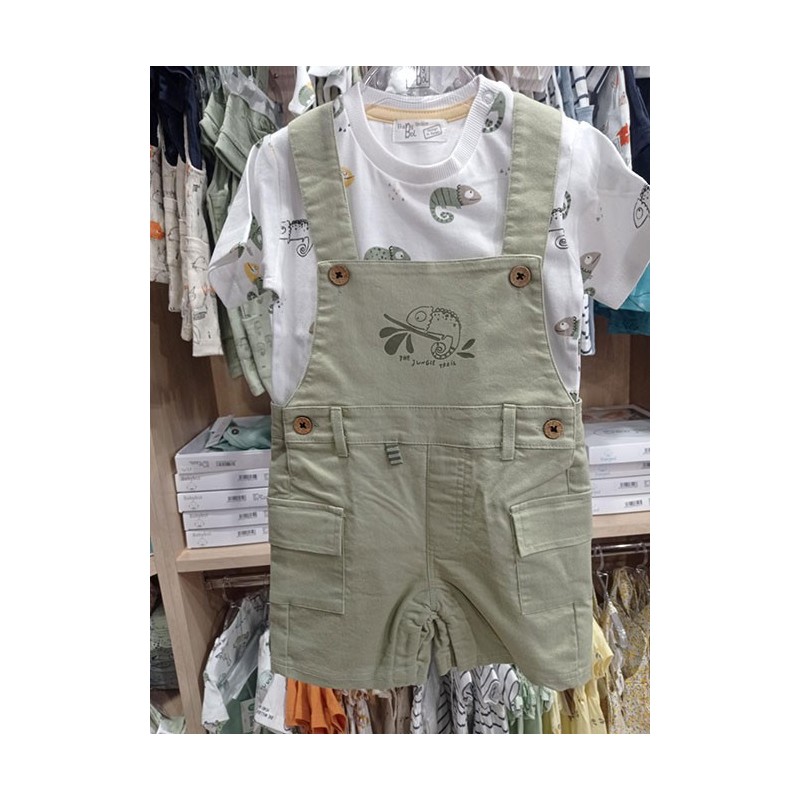 Peto kaki + camiseta camaleones