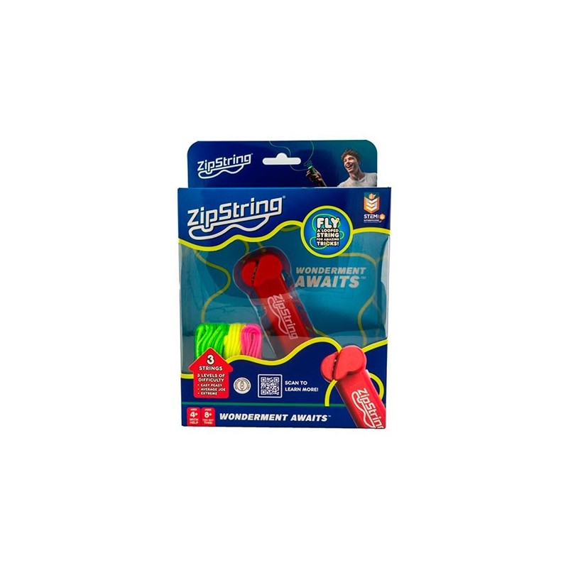 ZipString Rock’it Red - Juguete de Habilidad con Cuerda Volante