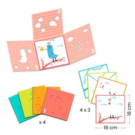 Colorear 3 estuches para una imagen +3 años.