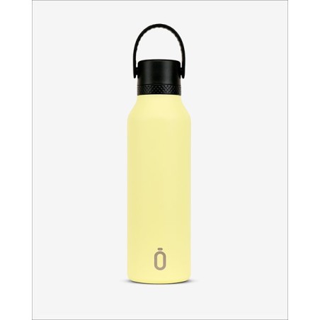 Botella térmica Runbott Mii 60 color amarillo vainilla pastel con acabado mate y recubrimiento interior cerámico.