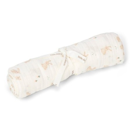 Muselina 120x120 tejido muslin Bab Bunny blanca de Little Dutch.