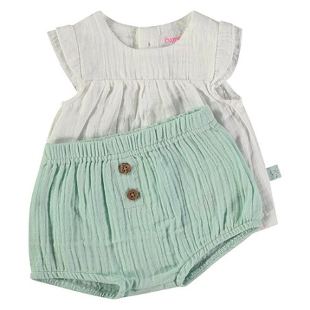 Conjunto Bebé 2 piezas Verde Agua Primavera-Verano 2026.