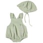 Ranita de bebé con Gorro Cuadros Vichy Caqui- Moda infantil 2026.