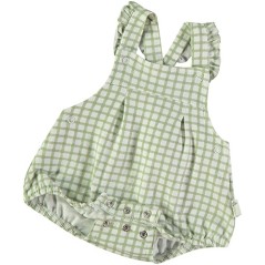 Ranita de bebé con Gorro Cuadros Vichy Caqui- Moda infantil 2026.