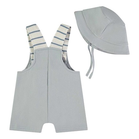 Conjunto Bebé Peto algodón y gorrito a juego Celeste