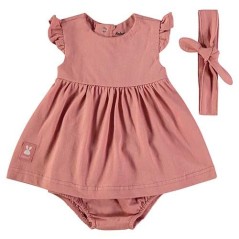 Conjunto Bebé Rosa Palo: Vestido + Braga + cinta- lacombainfantil.com