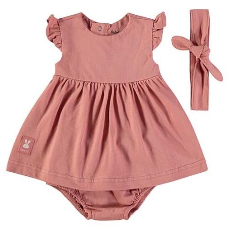 Conjunto Bebé Rosa Palo: Vestido + Braga + cinta- lacombainfantil.com