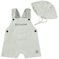 Peto bebé con gorro a juego blanco-Colección Primavera-Verano.