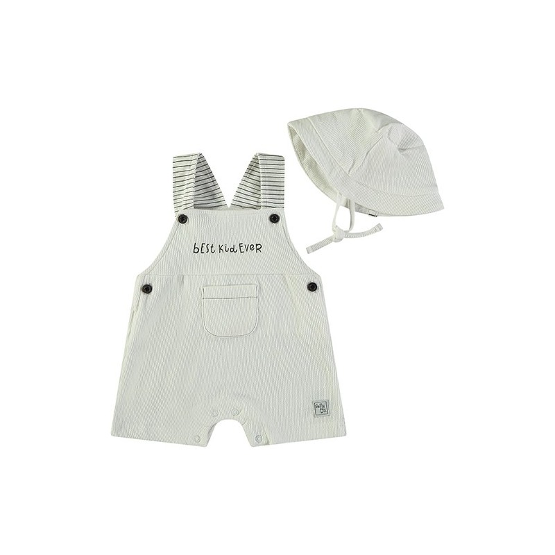 Peto Bebé con gorro a juego blanco.