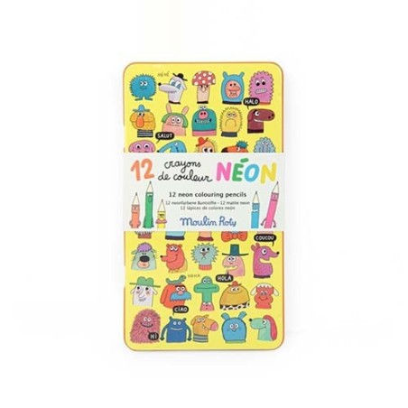 12 Lápices Colores Neón Les Schmouks Moulin Roty | La Comba