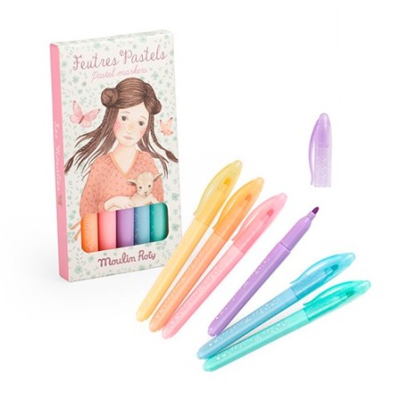 6 Rotuladores de Colores Tonos Pastel Moulin Roty - Les Rosalies