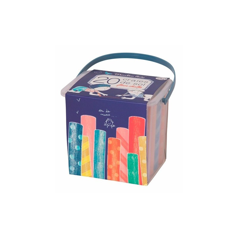 Caja de 20 Tizas de Colores para Suelo Moulin Roty - Aujourd'hui c'est mercredi