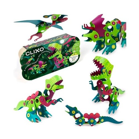 Clixo Dino Adventure Pack 36 piezas | Construcción Magnética Flexible