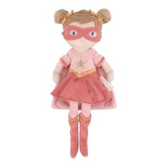 Muñeca de trapo Rosa Superheroína de Little Dutch con capa cosida y antifaz bordado