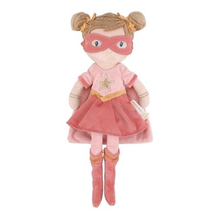 Muñeca de trapo Rosa Superheroína de Little Dutch con capa cosida y antifaz bordado