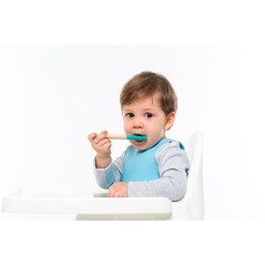 Cucharas de Silicona para Bebé Minikoioi - Set de 2 unidades (Verde/Rosa)