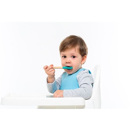 Cucharas de Silicona para Bebé Minikoioi - Set de 2 unidades (Verde/Rosa)