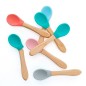 Cucharas de Silicona para Bebé Minikoioi - Set de 2 unidades (Verde/Rosa)