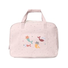 Bolso de playa grande tonos claros con gatos sirena y rejilla antiarena Monnëka en La Comba