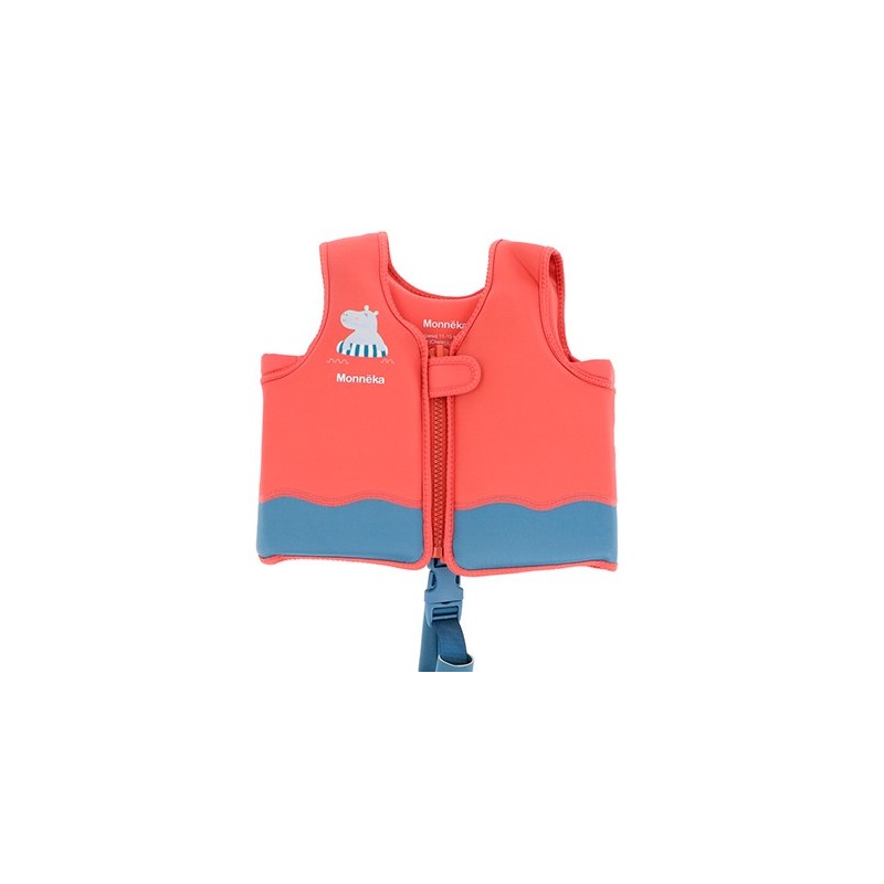 Chaleco Flotador de Aprendizaje Monnëka | Hippos Coral (Tallas 2-3 y 3-6 años)