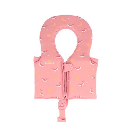 Nuevo chaleco flotador aprendizaje Monnëka 2026 talla 1-2 años diseño Whale Pink con nombre personalizado en vinilo La Comba