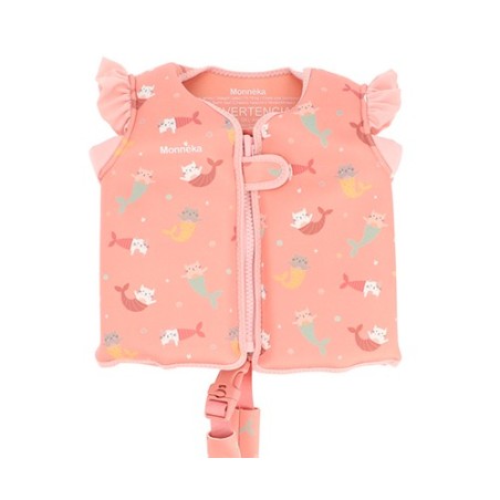 Chaleco flotador de neopreno infantil Mermaid Cats Monnëka personalizable con nombre en vinilo textil en La Comba Infantil