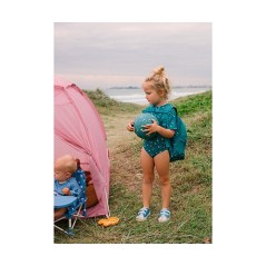 Mochila Infantil Rejilla Monnëka Whale Teal | La Comba