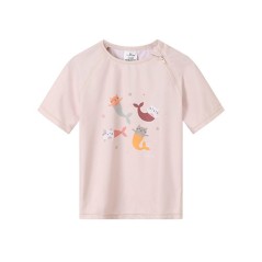 Camiseta protección solar infantil Mermaid Cats UPF 50+ Monnëka rosa La Comba
