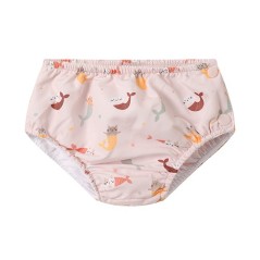 Bañador pañal para bebé con volantes rosa estampado gatitos sirena Mermaid Cats Monnëka La Comba