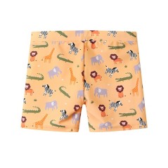 Bañador tipo bóxer elástico para niño color mostaza con estampado de animales Wild Animals Monnëka La Comba