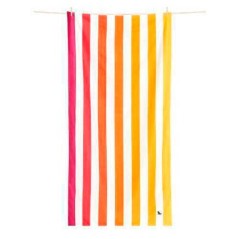 Toalla de playa XL Dock & Bay con rayas verticales degradadas en tonos naranja, melocotón y amarillo Peach Sunrise