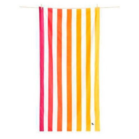Toalla de playa XL Dock & Bay con rayas verticales degradadas en tonos naranja, melocotón y amarillo Peach Sunrise