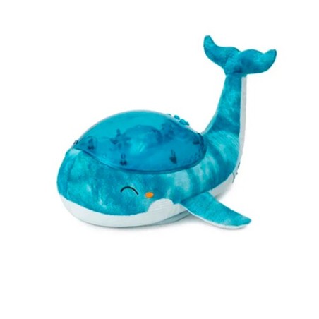 Luz nocturna recargable con forma de ballena azul de Cloud B, modelo Tranquil Whale con carga USB para descanso infantil.