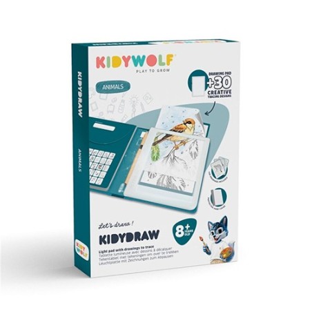 Caja de la tableta de dibujo retroiluminada Kidydraw Pad Animales de Kidywolf con imágenes ilustrativas de niños calcando