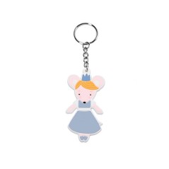 Llavero identificativo infantil de silicona de la colección Mouse Fairies de Tutete con forma de ratoncita rosa con corona