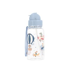 Botella infantil de Tritán transparente de Tutete con estampado de animales volando en aviones y globos aerostáticos