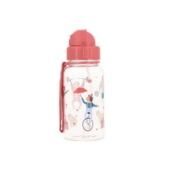 Botella infantil de Tritán transparente de Tutete con estampado de personajes de circo como forzudos y equilibristas